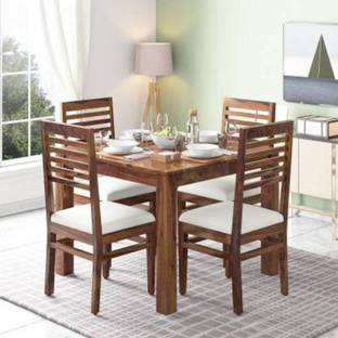 Custom Decor Solid Wood 4 Seater Dining Set