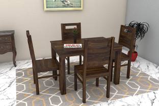 Shree Jeen Mata Enterprises Solid Wood Four Seater Dining Table , Finish- Walnut Solid Wood 4 Seater Dining Set