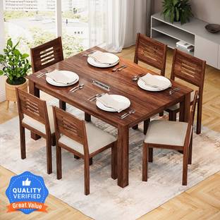 DecorNation Juliana Solid Wood 6 Seater Dining Set