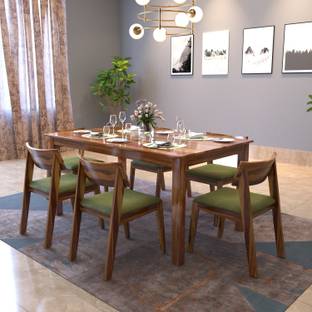 DriftingWood Liana Sheesham Wood Dining Table 6 Seater | Wooden Six Seater Dinning Table Solid Wood 6 Seater Dining Set