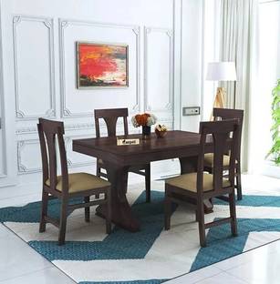 Ganpati Arts Sheesham Wood 4 Seater MR Dining Table with Cushioned Chair Sets for Dining Room Solid Wood 4 Seater Dining Set