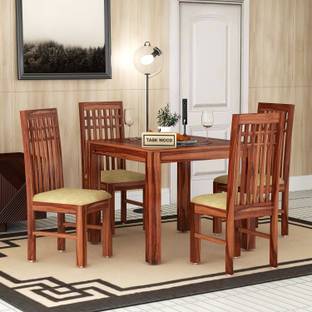 Taskwood Furniture Solid Wood Sheesham Wood 4 Seater Dining Table With 4 Chairs For Dining Room Solid Wood 4 Seater Dining Set