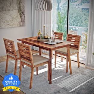 Wakefit Simsim-Ginamon Solid Wood 4 Seater Dining Set