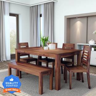 Flipkart Perfect Homes PureWood Sheesham 6 Seater Dining Set with Bench