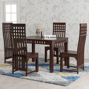 Utkarsh Sheesham Wood Four Seater Dining Set With High Chairs For Dining Room/ Kitchen | Solid Wood 4 Seater Dining Set