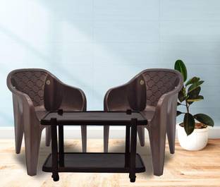 Anmol Moulded Dinning set of (2 chairs 1 table)heavy duty 3D design Plastic 2 Seater Dining Set