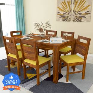 Custom Decor Indian Sheesham Wood Solid Wood 6 Seater Dining Set