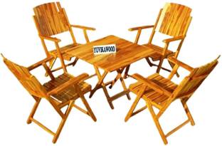 YUVIKAWOOD Solid Wood Portable Foldable 4 Seater Dining Table For Dining Room Solid Wood 4 Seater Dining Set