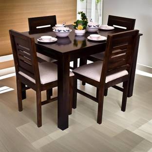 CLANECRAFT Solid Sheesham Wood Four Seater Dining Set For Dining Room/ Hotel | Solid Wood 4 Seater Dining Set