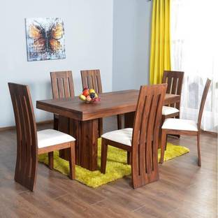 Taskwood Furniture Solid Wood Sheesham Wood 6 Seater Dining Table With 6 Chairs For Dining Room Solid Wood 6 Seater Dining Set
