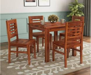 VARSHA FURNITURE Solid Wood 4 Seater Dining Set for Dining Room & Kitchen| Rosewood| Teak Finish Solid Wood 4 Seater Dining Set