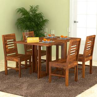 Taskwood Furniture Solid Wood Four Seater Dining Table For Dining Room | Finish:- Natural Solid Wood 4 Seater Dining Set