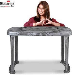 MAHARAJA Outdoor 4 Seater Dining Table for Home, Office, Restaurant (Silver) Plastic 4 Seater Dining Table