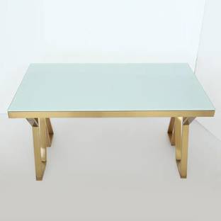 NG Decor Dochic Modern Rectangle Tempered Glass Dining Table Glass 6 Seater Dining Table