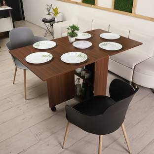 FORKTAIL Space saving folding dining table convertible with 2 tier Without chairs Engineered Wood 6 Seater Dining Table