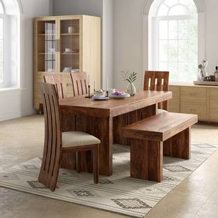 Flipkart Perfect Homes PureWood Sheesham 6 Seater Dining Set with Bench