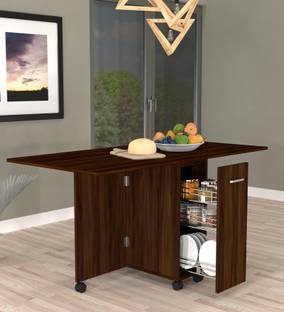 SPECIALITY PANELS Folding dining Table with Crockery unit & storage shelf with Termites resistance Engineered Wood 6 Seater Dining Table