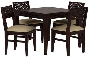 Jh Decore Sheesham Wood 4 Seater Dining Set For Dining Room / Restaurant in Walnut Finish Solid Wood 4 Seater Dining Table