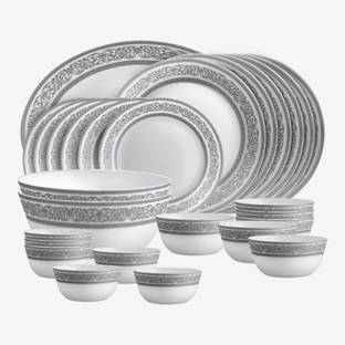 cello Pack of 27 Opalware Opalware x Amitabh Bachchan Solitaire Series Argento Dinner Set