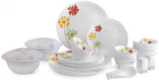 cello Pack of 37 Opalware Dazzle Margarita 37 Pieces Dinner Set