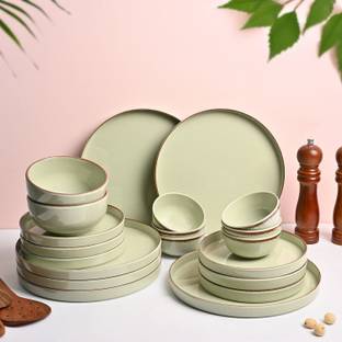 MARKET 99 Pack of 20 Melamin Melamine Plato Dinner Set Of 20 Pcs | Glossy Rusty Green Dinner set Dinner Set