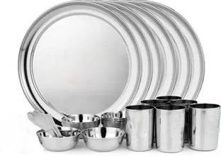 TORPPEZA Stainless Steel Stainless Steel Dinner Plate Combo Set of 30 in the box Dinner Set