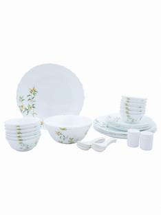 LAOPALA Pack of 35 Opalware Green 35 Pcs Dinner Set