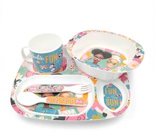 Superware Pack of 5 Melamin Food Grade | Kids Dinner Set – Barbie Fun In The Sun |Tableware, Stain free Dinner Set