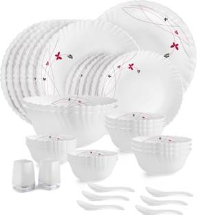 cello Pack of 27 Opalware Dazzle Series Lush Fiesta Crockery Set | Light-Weight Dinner Set