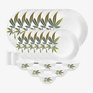 LAOPALA Pack of 20 Opalware trinity green Dinner Set
