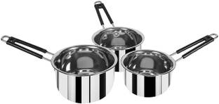 Strobine Sauce Pan / Milk - Tea PAN 3 pcs Combo Set Capacity:-1,1.5, 2 Liter Dinner Set Induction Bottom Non-Stick Coated Cookware Set
