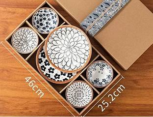 JDSSALES Pack of 6 Ceramic Soup, Pasta, Oatmeal, Gift Box Packed Dinner Set (Multicolor, Microwave Safe) Dinner Set