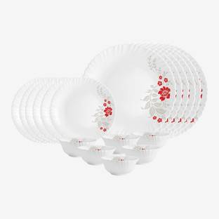 cello Pack of 18 Opalware Dazzle 18pcs Dinner Set -Scarlet Bliss Dinner Set