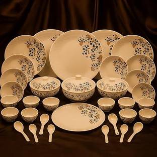 COMFY HOMES Pack of 41 Melamin Dinner Set | Round Design with Dinner Plates, Small Plates, Serving Tray & more Dinner Set