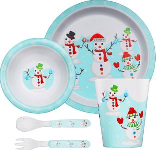 STEHLEN Pack of 5 Melamin Set, 5- (1 x Plate, 1 x Bowl, 1 x Glass, 1 x Spoon, 1 x Fork) Dinner Set