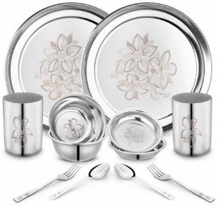 Classic Essentials Pack of 12 Stainless Steel Dinner Set|Serves 2 People|Heavy Gauge|Kitchen Set|Permanent Laser-Glory Dinner Set