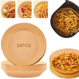 GOPINATH AUTOLINK Air Fryer Paper Non-Stick Parchment Plate for Baking Microwave Frying 50 pc Airfryer Tray