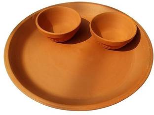Jetwals Pack of 3 Terracotta clay Dinner Set Dinner Set