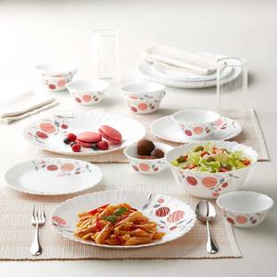 Larah by Borosil Pack of 13 Opalware Dahlia Dinner Set