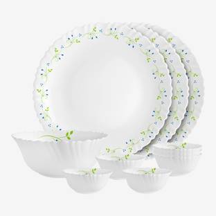 cello Pack of 10 Opalware Dazzle Opalware Tropical Lagoon Dinner Set |Crockery Set |White Dinner Set