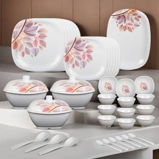 Flipkart SmartBuy Pack of 40 Melamin Autumn Grove|Dishwasher Safe|Stain Resistant Dinner Set