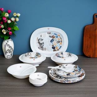 Prop It Up Pack of 32 Melamin STONE PRINT SERIES PREMIUM DESIGNER TABLEWARE MELAMINE CROCKERY FINEST DESIGN Dinner Set