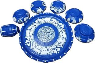 kalpatari Earthenware White Naksha Dinner Set