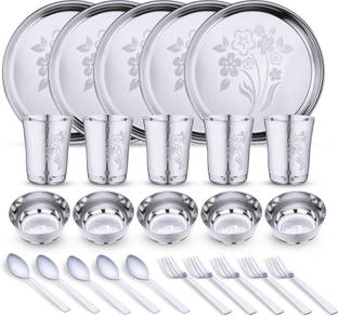 LIMETRO STEEL Pack of 25 Stainless Steel Dinner Set
