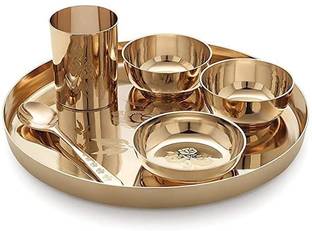 RBHMC BRONZE MASTER Bronze Dinner/Thali Set of 6 pcs Size 9 Inch (Weight- 1400 Gm) Dinner Set