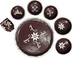 kalpatari Pack of 7 Earthenware Sada Banaphul Dinner Set