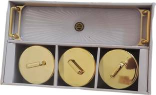 MVFP Gold Plated Premium Dry Fruit Jar Set with Elegant Tray - Material Acrylic Dinner Set