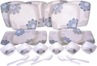 CARNIVAL Pack of 24 Melamin Square Lito(919) Beautyfull Dinner / Lunch & Dining set 24 Pcs of Melamine Dinner Set