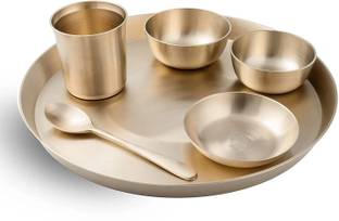 RBHMC BRONZE MASTER Bronze Dinner Set - 6 Pcs KANSA Utensils Set - Matte Finished Dinner Set