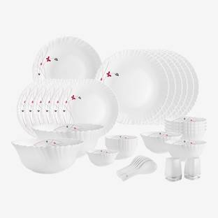 cello Pack of 35 Opalware Dazzle Series Lush Fiesta | Light-Weight, Daily Use Crockery Set for Dining Dinner Set